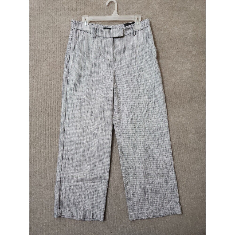 Express Editor Relaxed Trouser Pants Womens 8 Black White Textured Career NEW